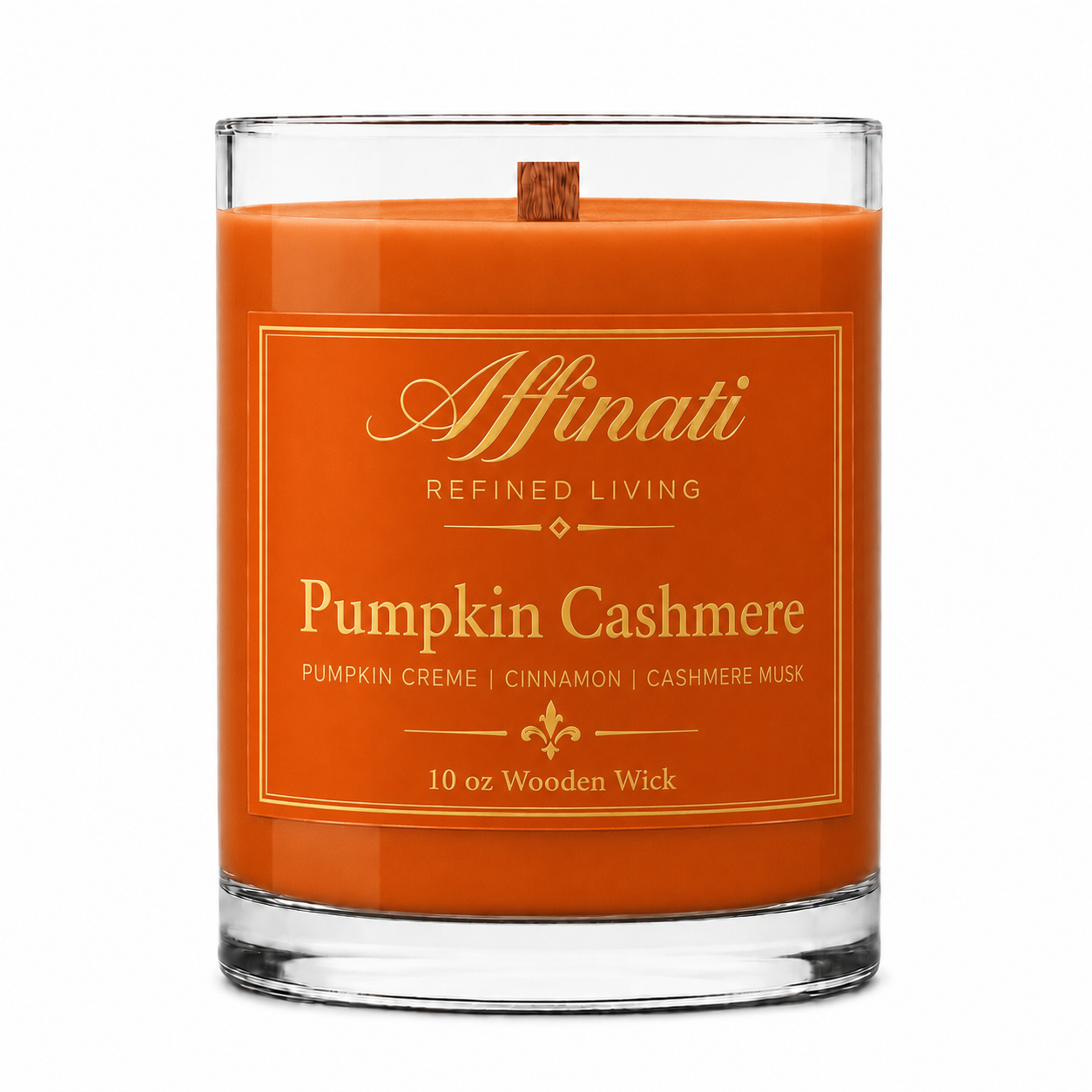 Pumpkin Cashmere Wooden Wick Candle – Luxury 10 oz Soy Blend | Affinati