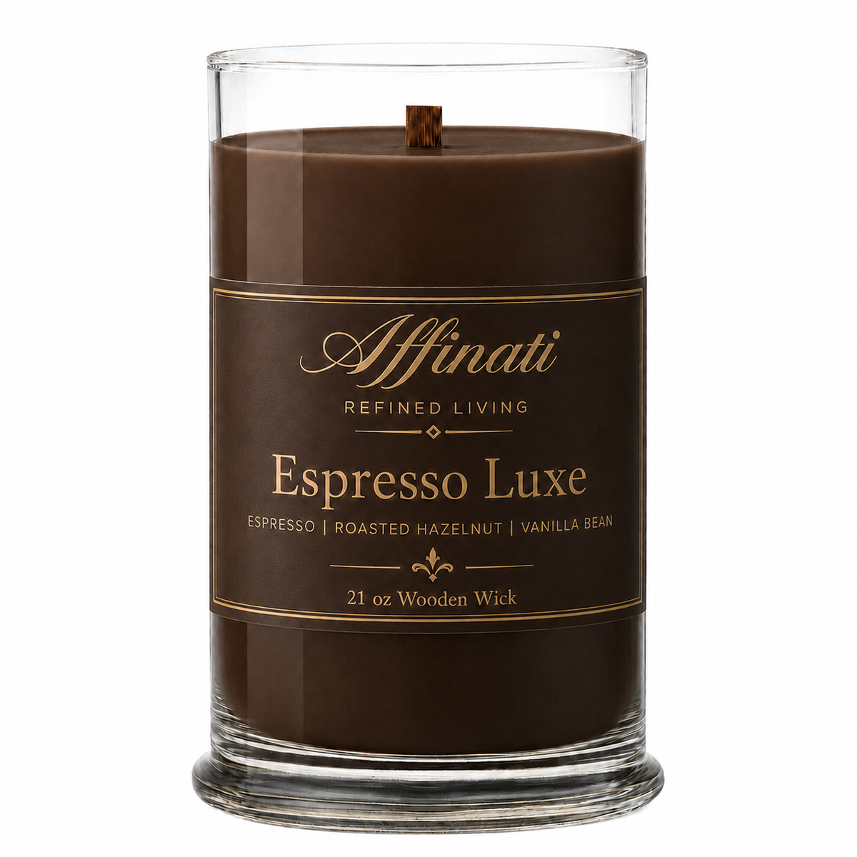 Espresso Luxe Wooden Wick Candle – Luxury 21 oz Soy Blend | Affinati