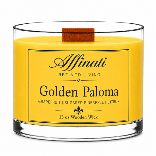 Golden Paloma Wooden Wick Candle – Luxo 13 oz Mistura de Soja | Affinati