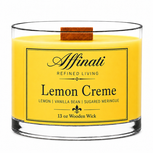Lemon Creme Wooden Wick Candle – Luxury 13 oz Soy Blend | Affinati