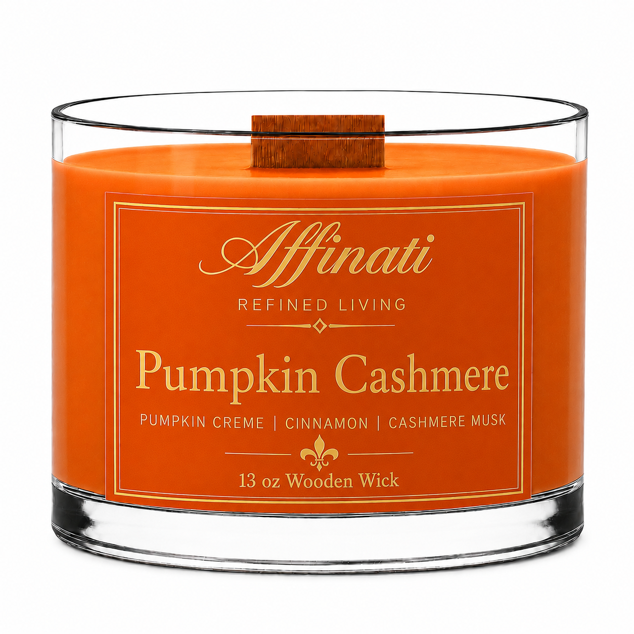 Vela con Mecha de Madera Cachemira de Calabaza – Lujo Mezcla de Soya 13 oz | Affinati
