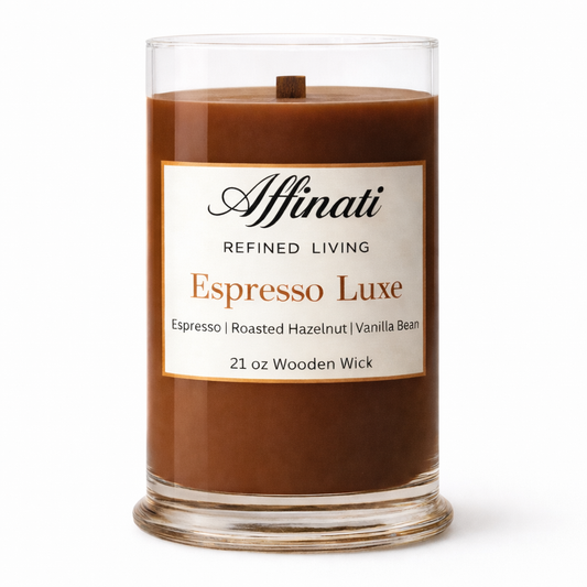 Κερί με Ξύλινο Φιτίλι Espresso Luxe – Πολυτελές Μείγμα Σόγιας 21 oz | Affinati