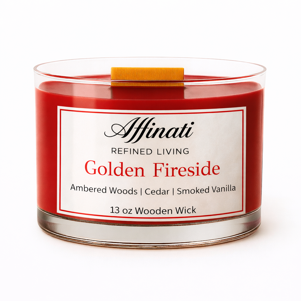 Golden Fireside Wooden Wick Candle – Luxury 13 oz Soy Blend | Affinati - Affinati