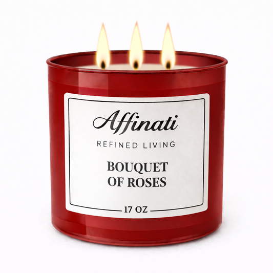 3 Fitilli Gül Buketi Mum