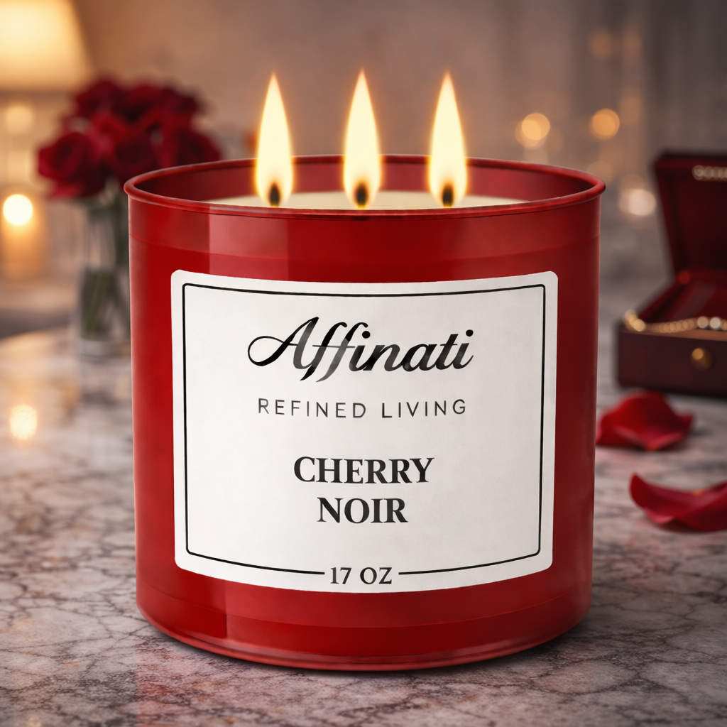 شمعة كرز نوار بثلاث فتائل