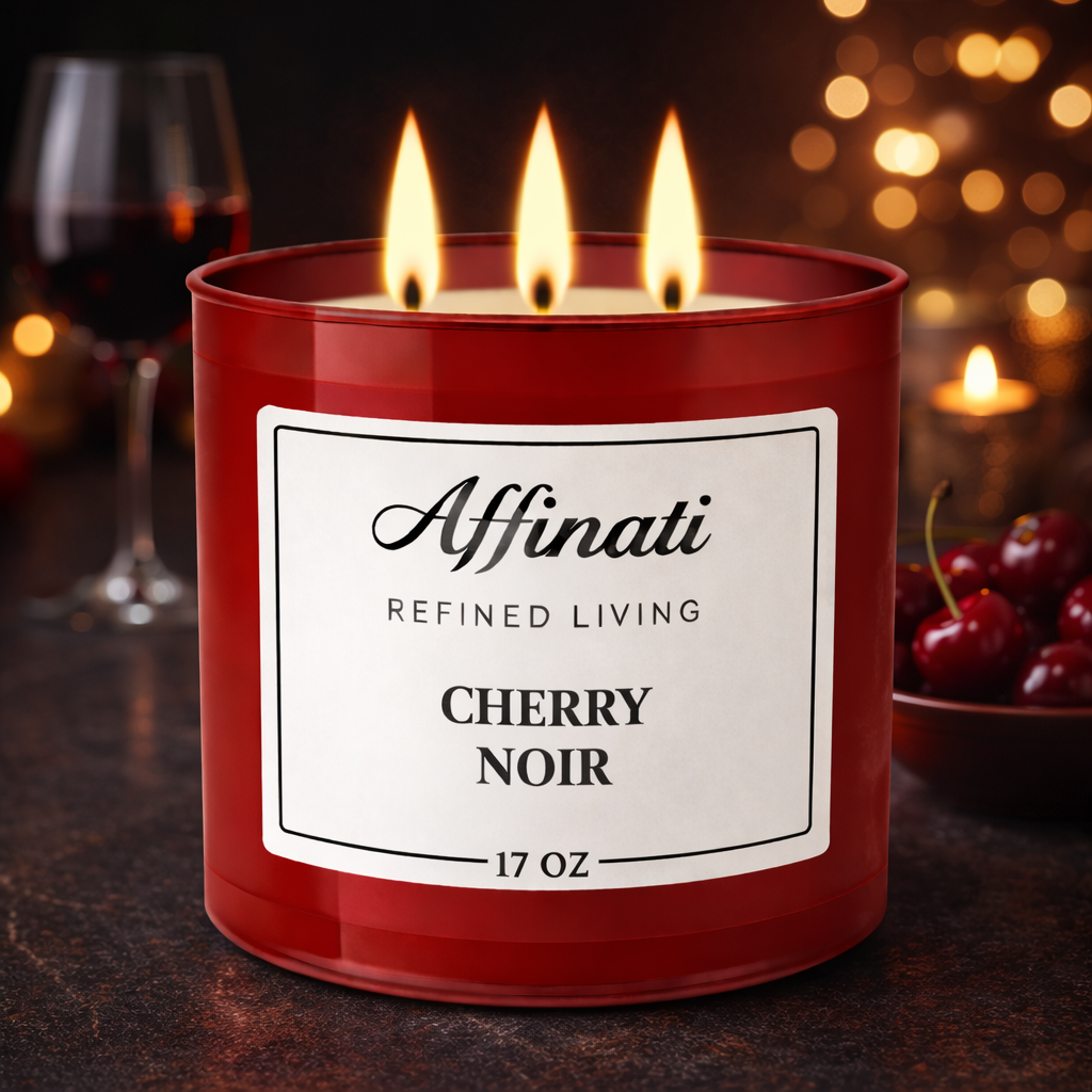 شمعة كرز نوار بثلاث فتائل