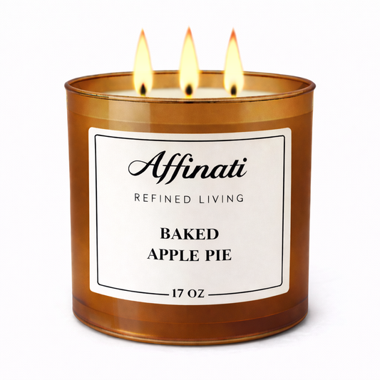 3 Fitilli Fırınlanmış Elmalı Turta Mumu