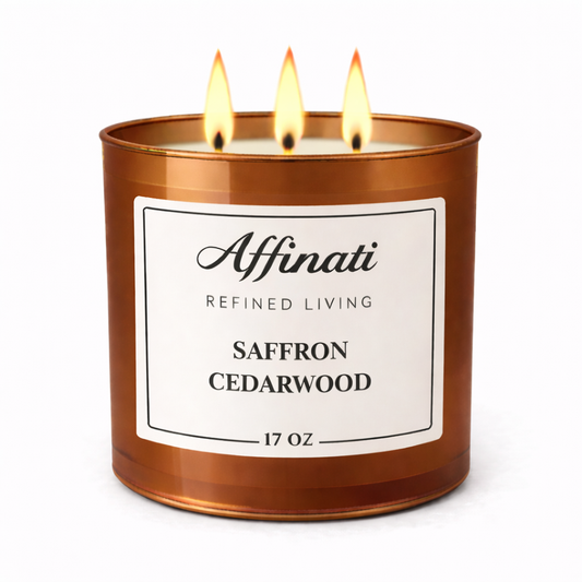 Κερί με 3 Φλόγες Κρόκος Κέδρος