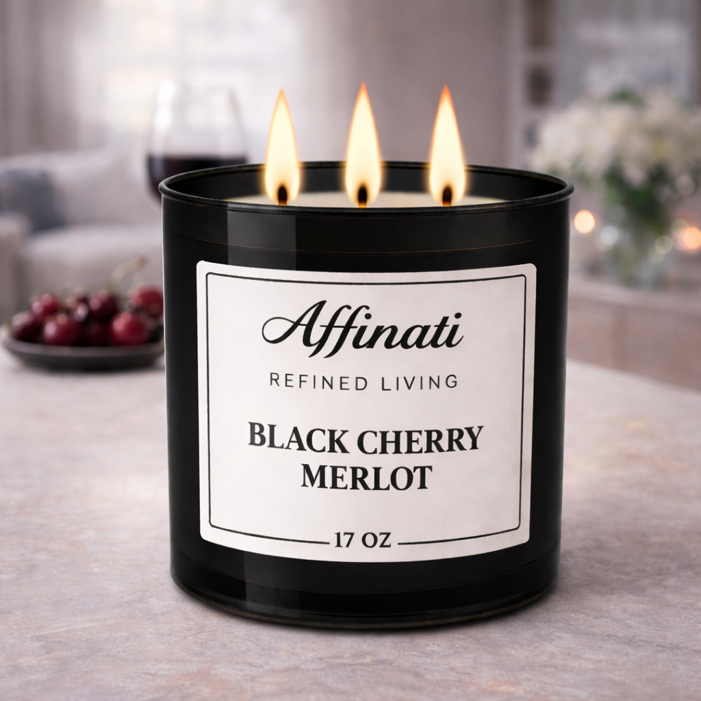 شمعة ميرلو كرز أسود بثلاث فتائل