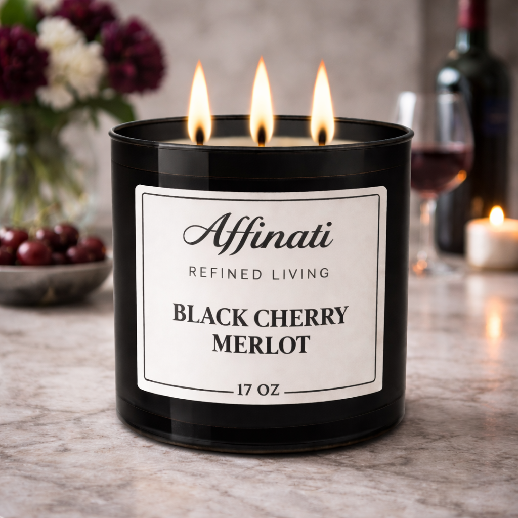 شمعة ميرلو كرز أسود بثلاث فتائل