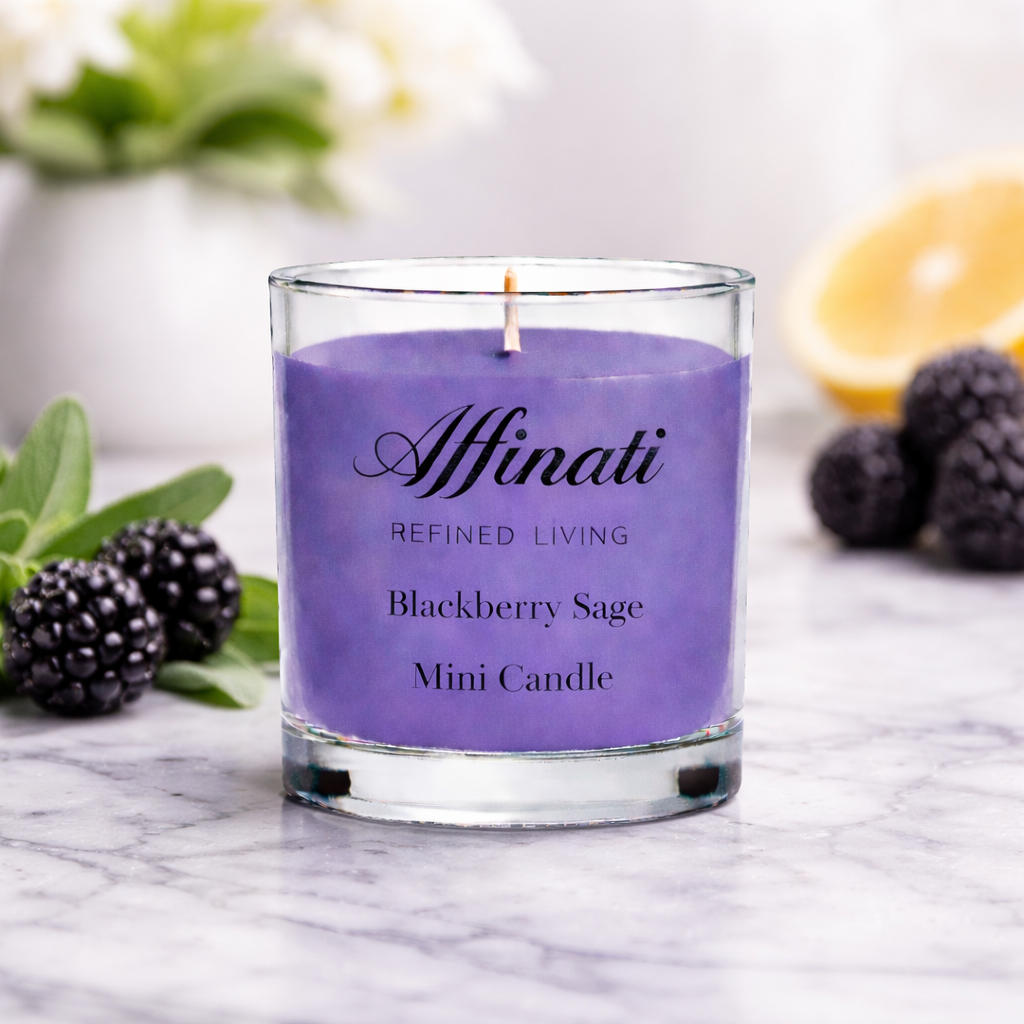 Mini świeca jeżynowo-szałwiowa