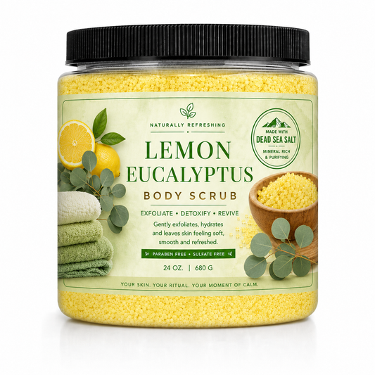 Lemon Eucalyptus Body Scrub 24 oz | Dead Sea Salt