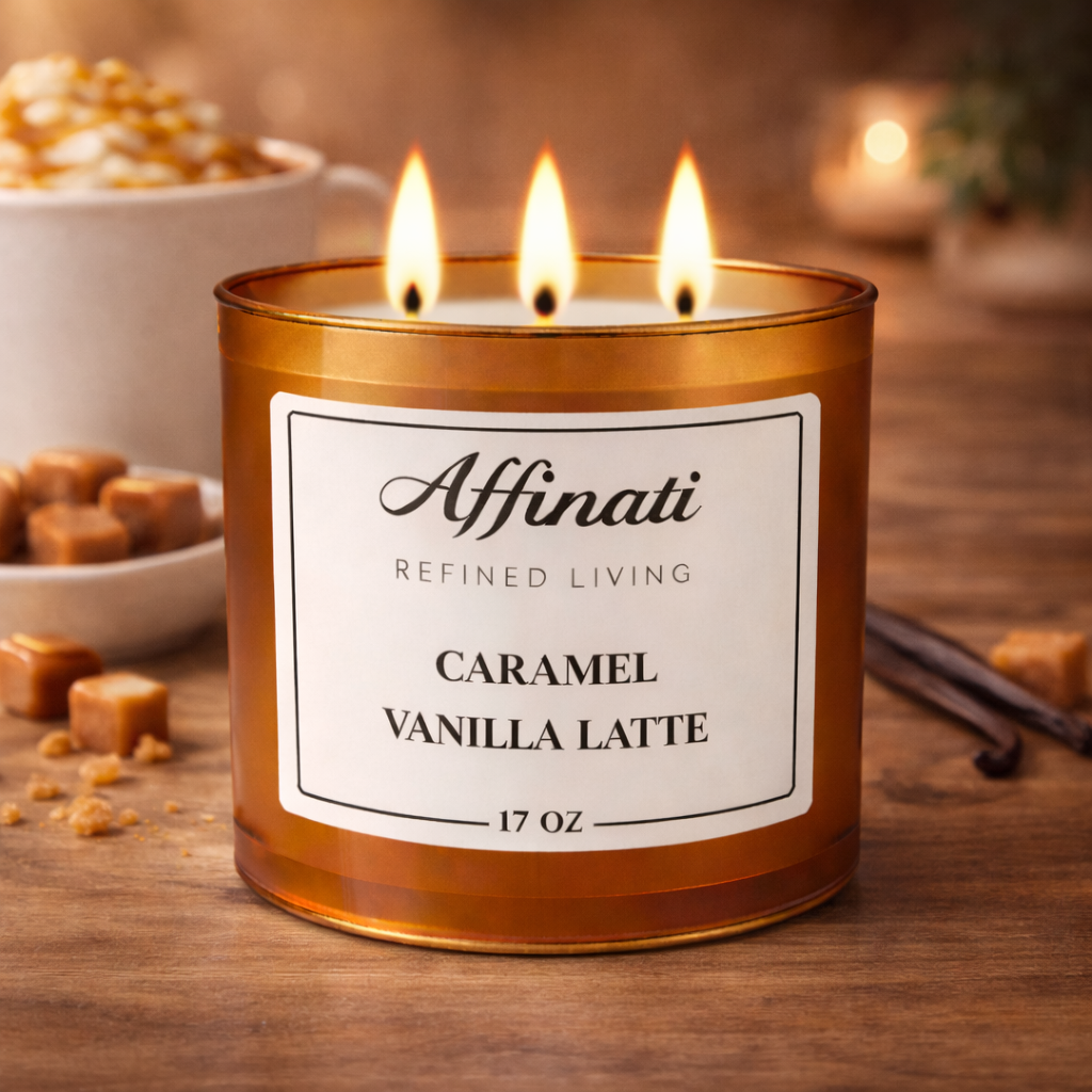 3-Wick Caramel Vanilla Latte Candle - Affinati