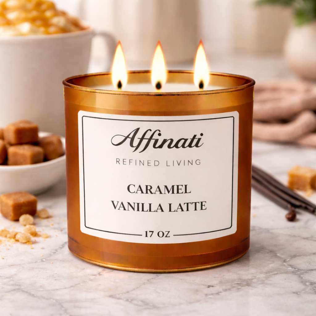 3-Wick Caramel Vanilla Latte Candle - Affinati
