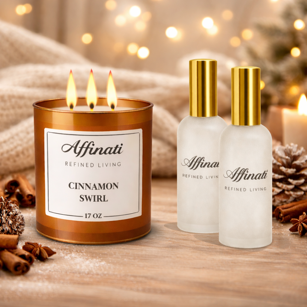 Σετ Κερί και Αρωματικό Σπρέι Χώρου με Άρωμα Κανέλας και Μπαχαρικών