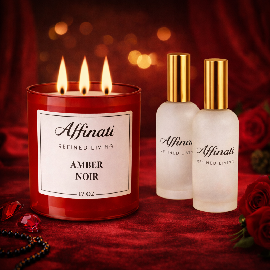 Σετ Κερί Amber Noir & Αρωματικό Σπρέι Δωματίου | Ισχυρό Πολυτελές Άρωμα Σπιτιού