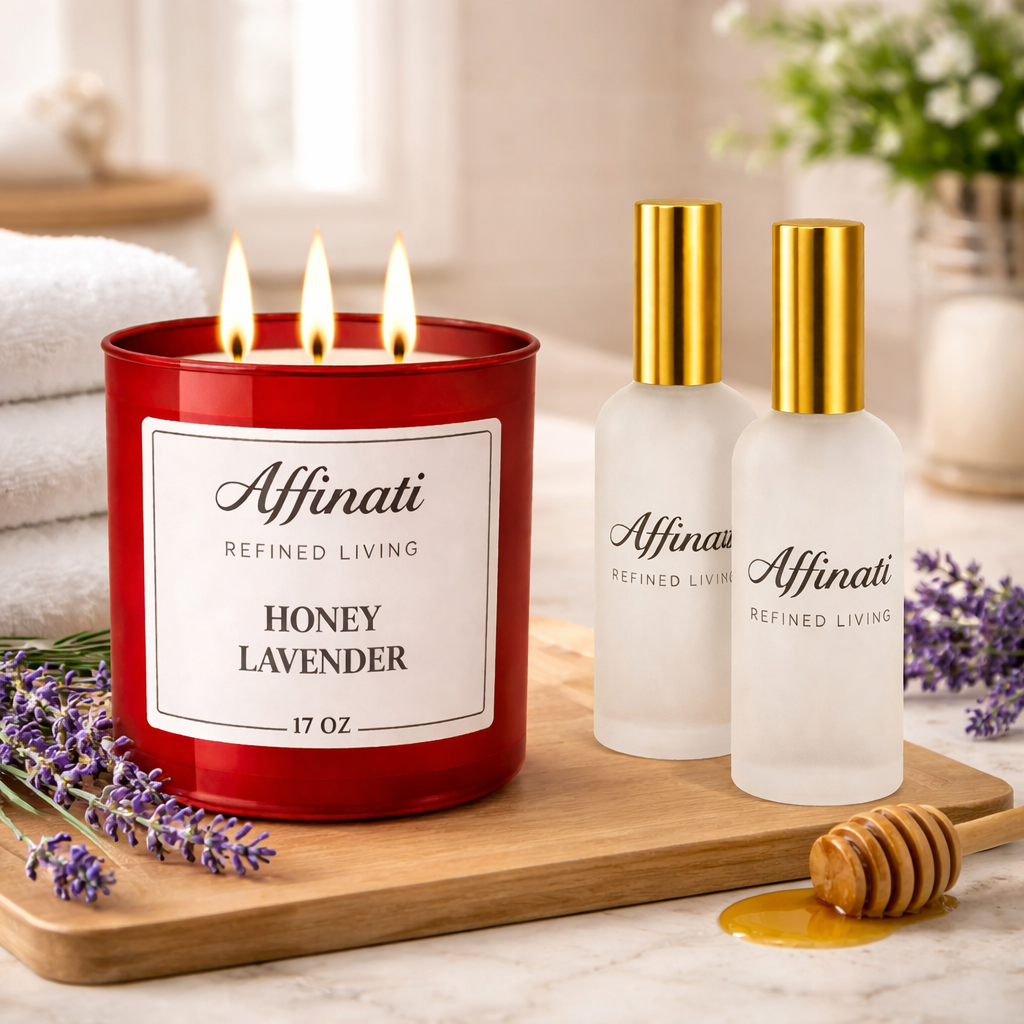 Sada svíčky a osvěžovače vzduchu Med a levandule | Uklidňující silná vůně