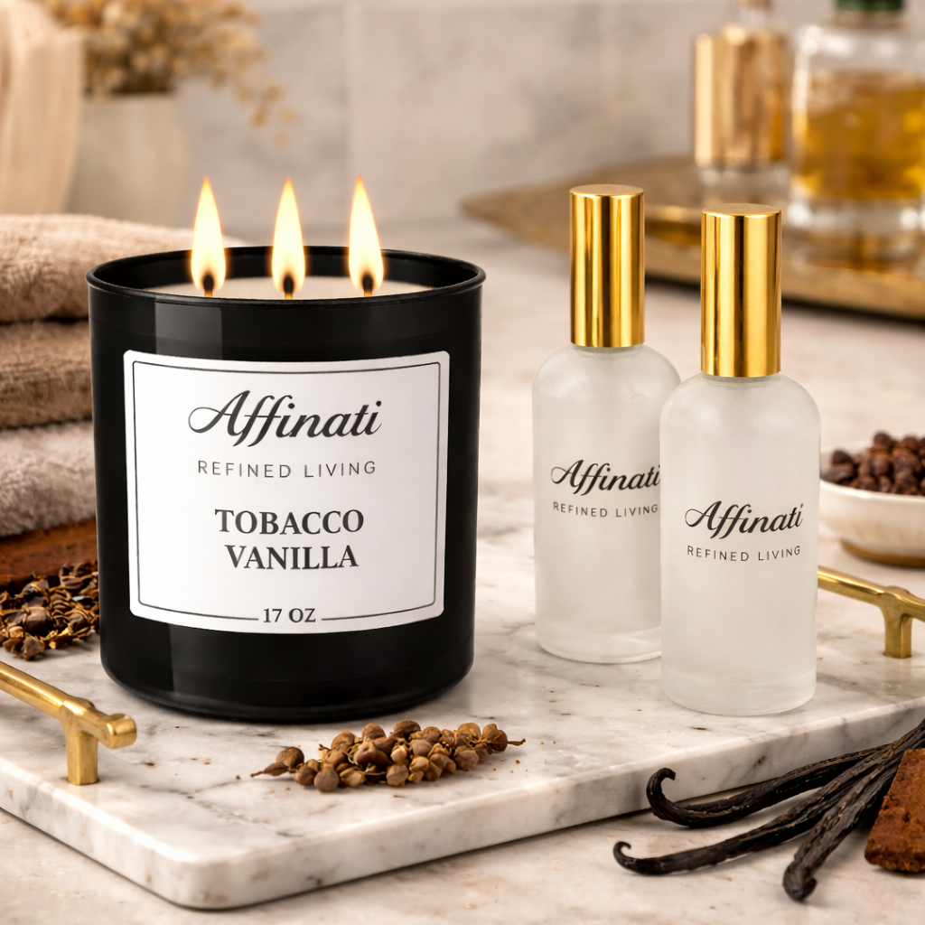 Tobacco Vanilla Candle & Room Spray Bundle | Rich Luxury Scent - Affinati