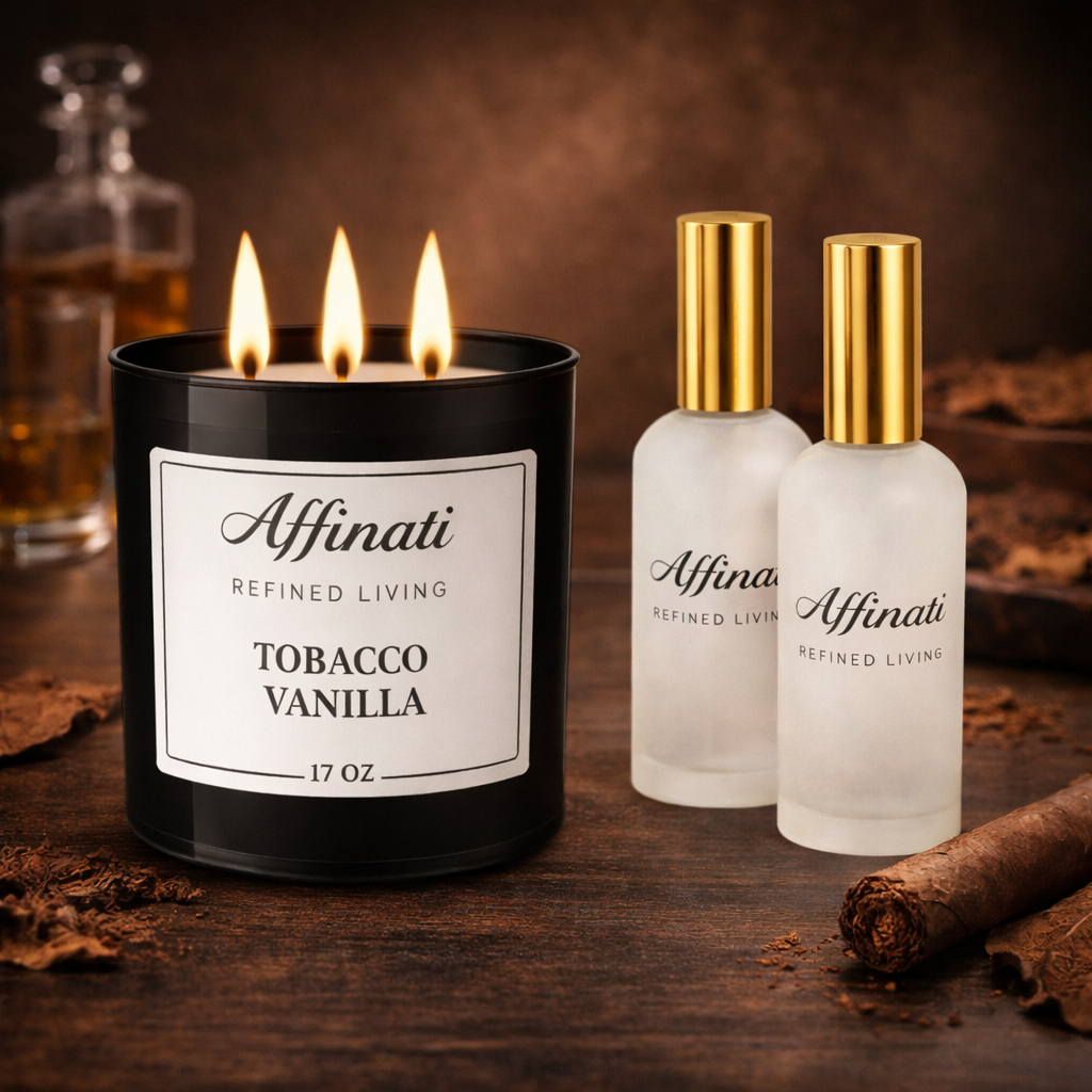 Tobacco Vanilla Candle & Room Spray Bundle | Rich Luxury Scent - Affinati