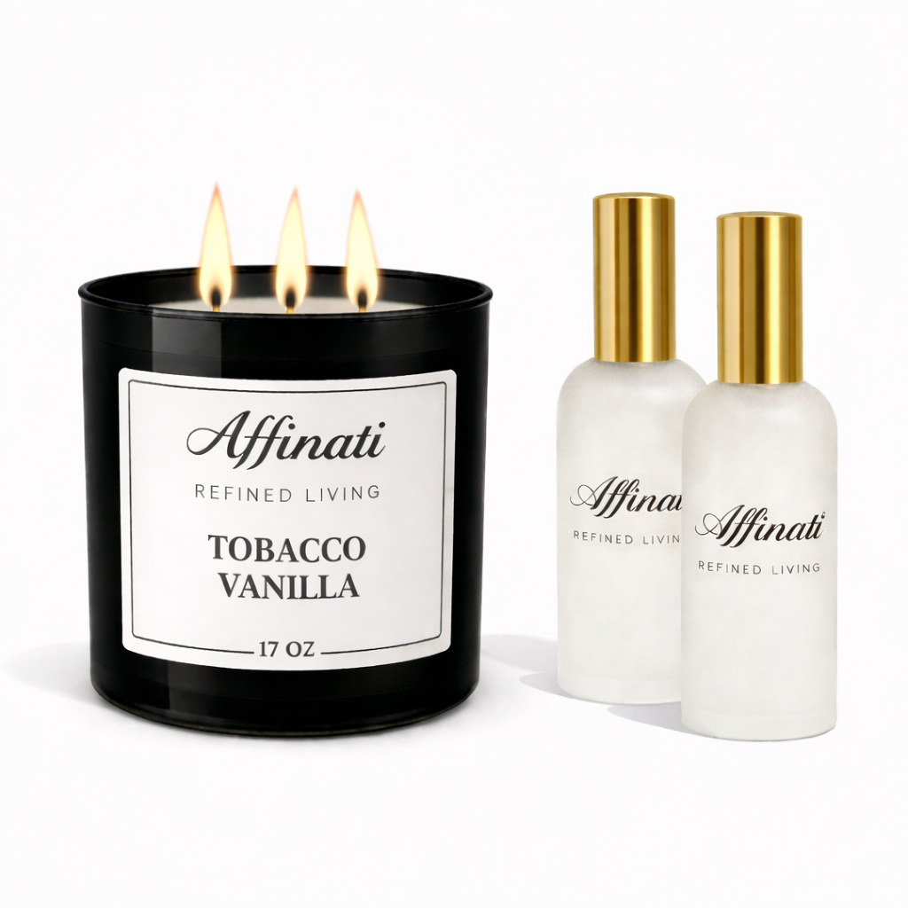 Tobacco Vanilla Candle & Room Spray Bundle | Rich Luxury Scent - Affinati