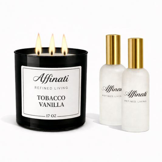 Ensemble Bougie et Spray d'Ambiance Tabac Vanille | Parfum Riche et Luxueux