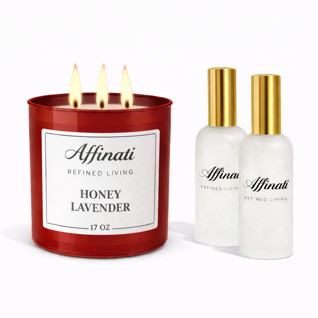 Sada svíčky a osvěžovače vzduchu Med a levandule | Uklidňující silná vůně