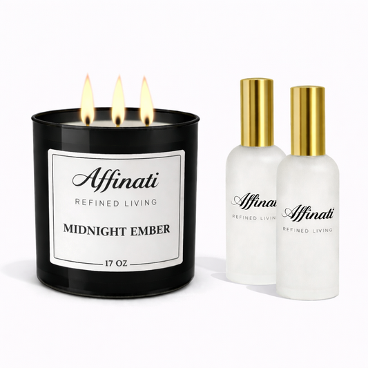Sada svíčky a osvěžovače vzduchu Midnight Ember | Kouřová teplá vůně