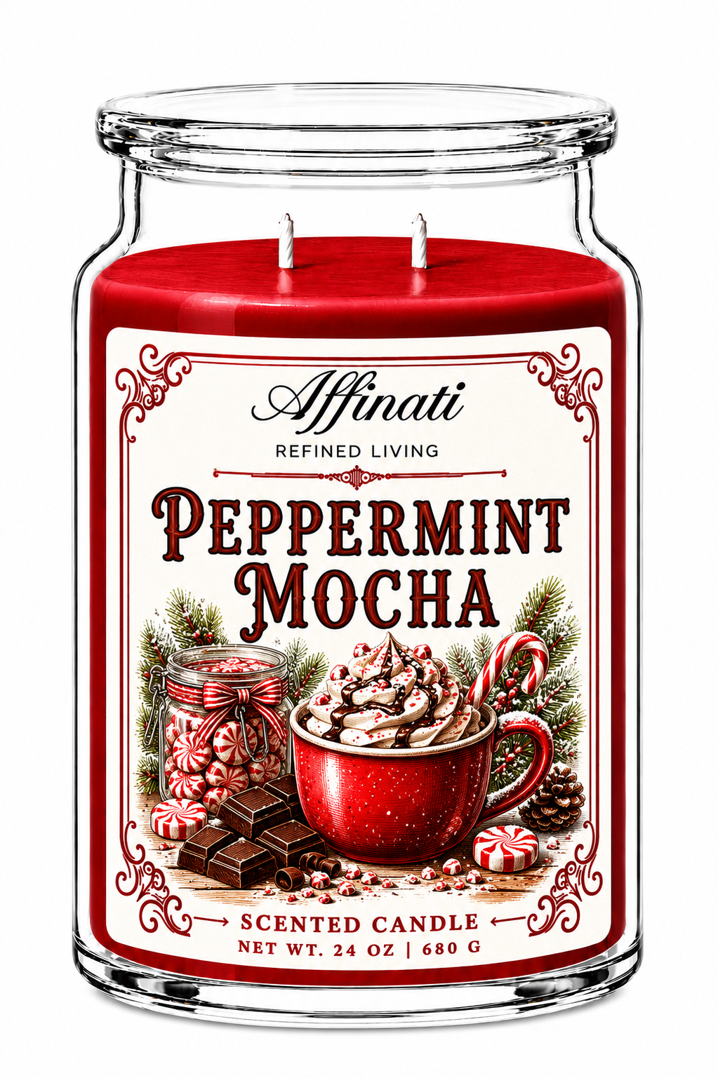 Peppermint Mocha 24 oz Candle – Timeless Collection Double Wick Candle