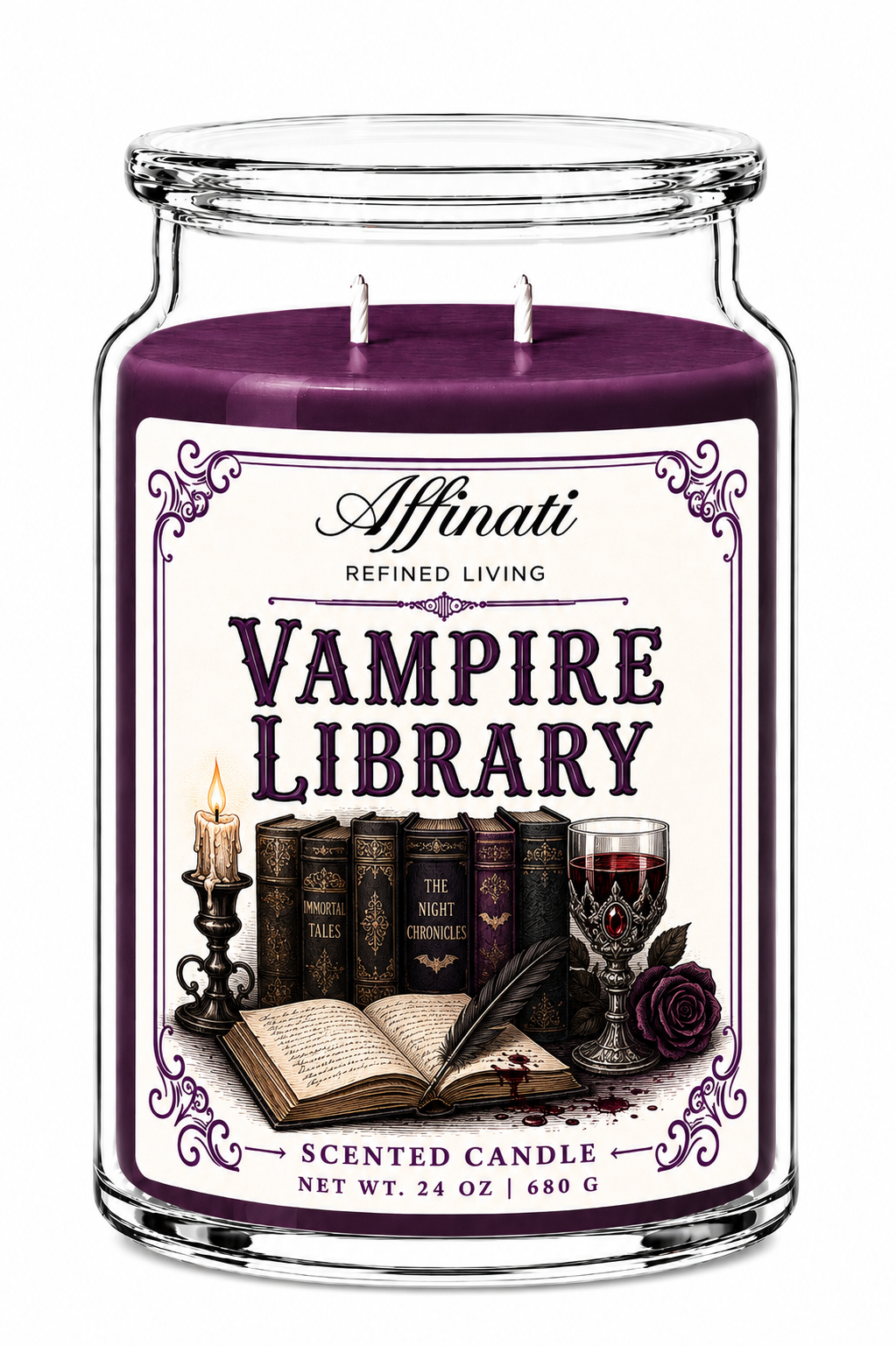 Vampire Library 24 oz Candle – Timeless Collection Double Wick Candle