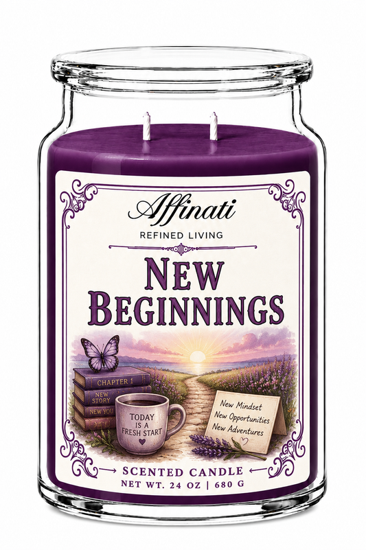 New Beginnings 24 oz Kaars – Tijdloze Collectie Dubbele Lont Kaars