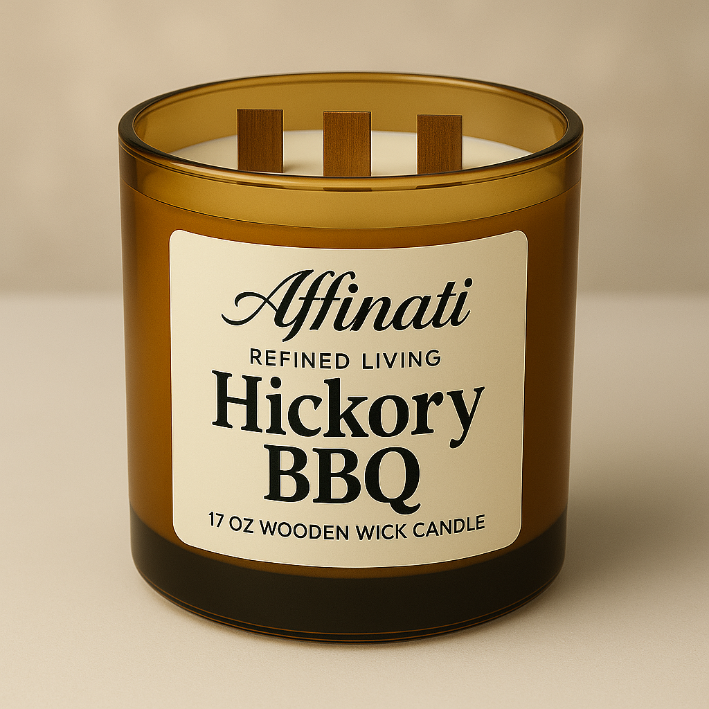 3-Wooden Wick Hickory BBQ Candle - Affinati