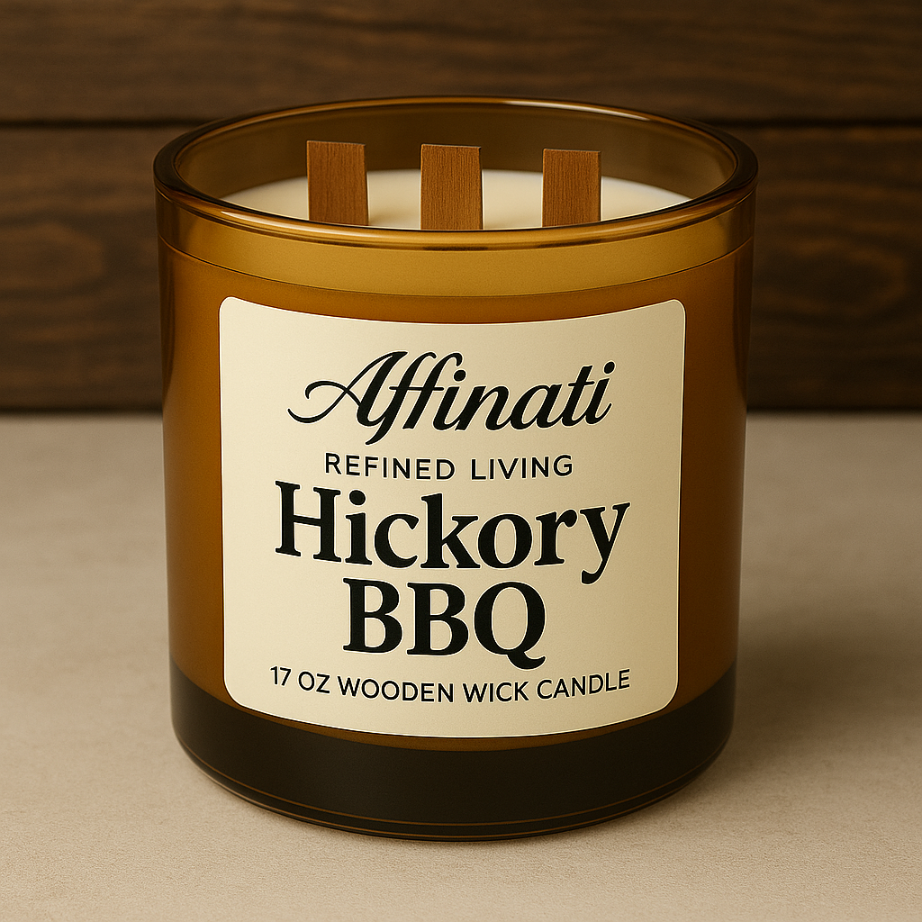 3-Wooden Wick Hickory BBQ Candle - Affinati