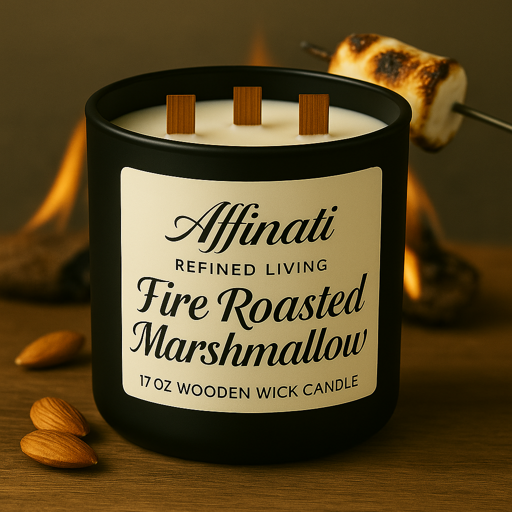 3-Wooden Wick Fire Roasted Marshmallow Candle - Affinati