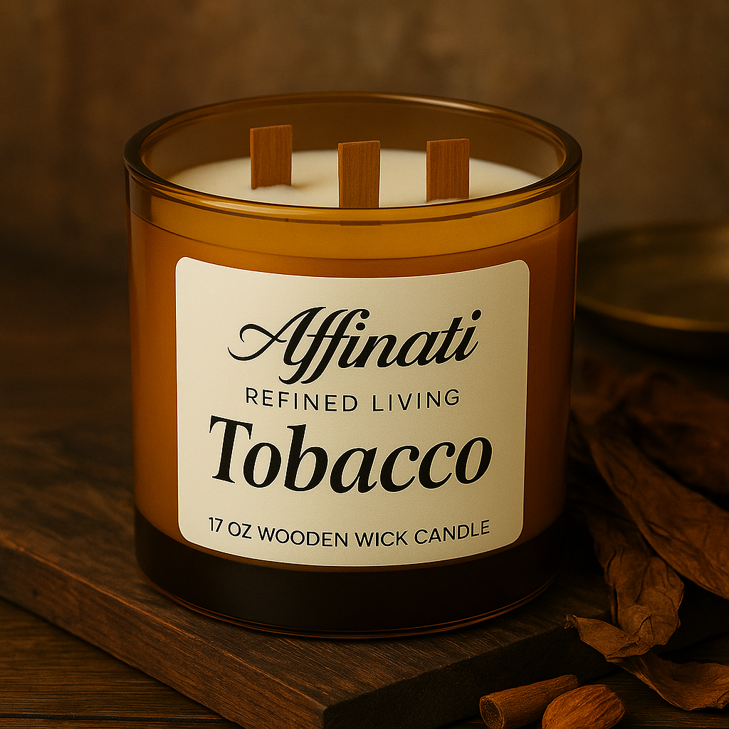 3-Wooden Wick Tobacco Candle - Affinati