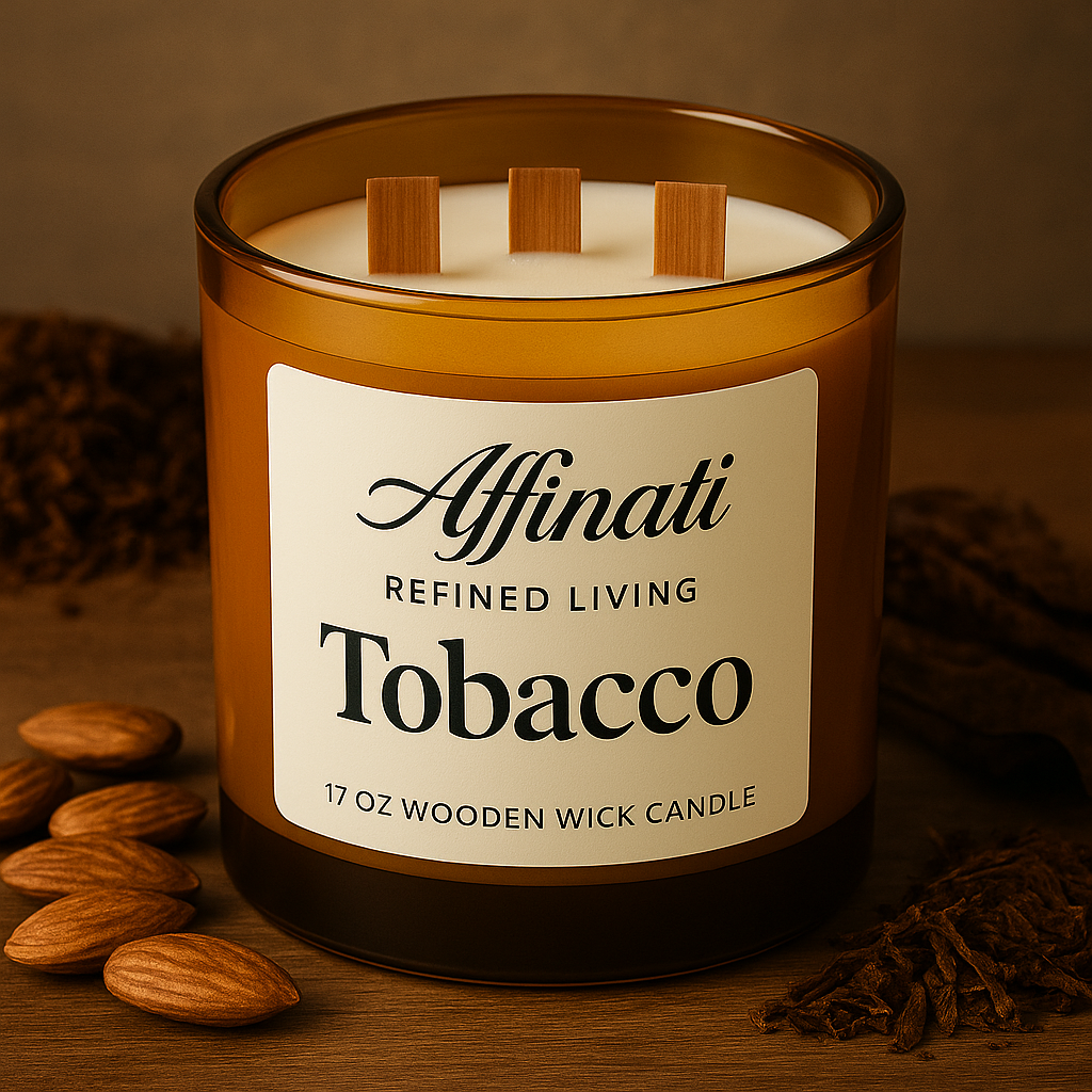 3-Wooden Wick Tobacco Candle - Affinati