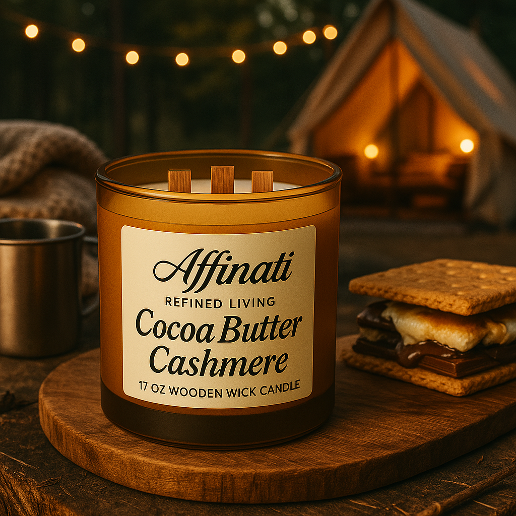 3-Wooden Wick Cocoa Butter Cashmere Candle - Affinati