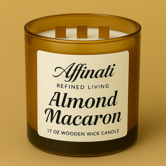 3-Wooden Wick Almond Macaron Candle - Affinati