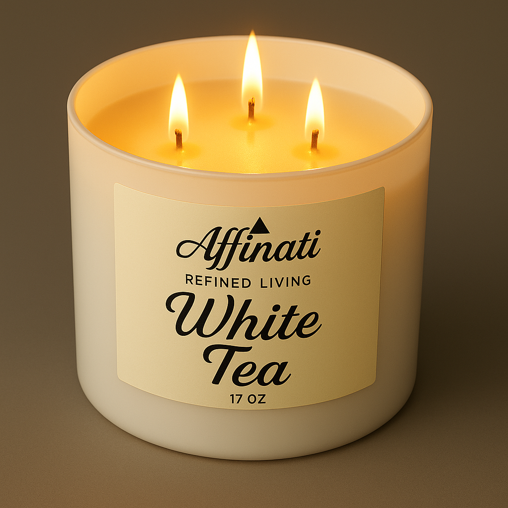 3-Wick White Tea Candle