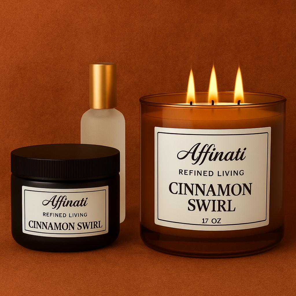 Colección Affinati Cinnamon Swirl | Vela, Spray y Loción