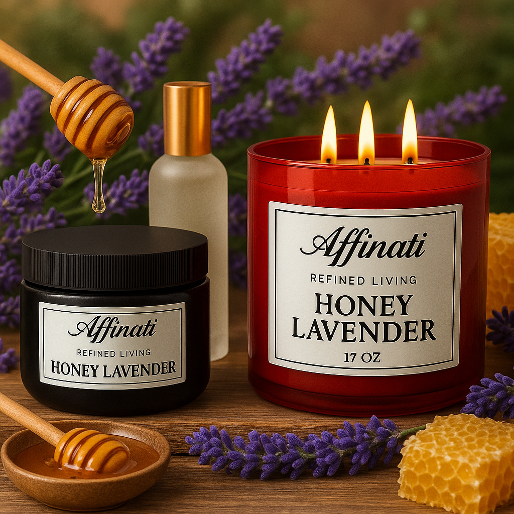 Colección Affinati Honey Lavender | Vela, Spray y Loción