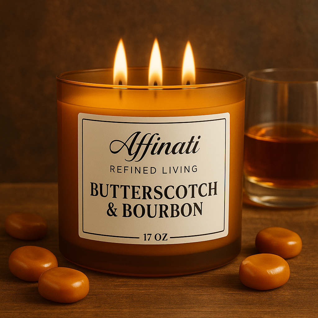 3-Wick Butterscotch & Bourbon Candle - Affinati