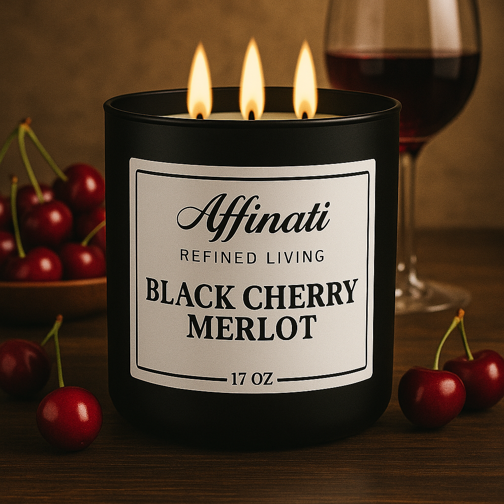 3-Wick Black Cherry Merlot Candle - Affinati