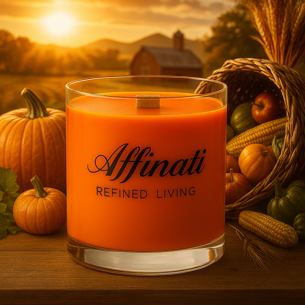 Velvet Harvest Wooden Wick Candle – Luxury 10 oz Soy Blend | Affinati
