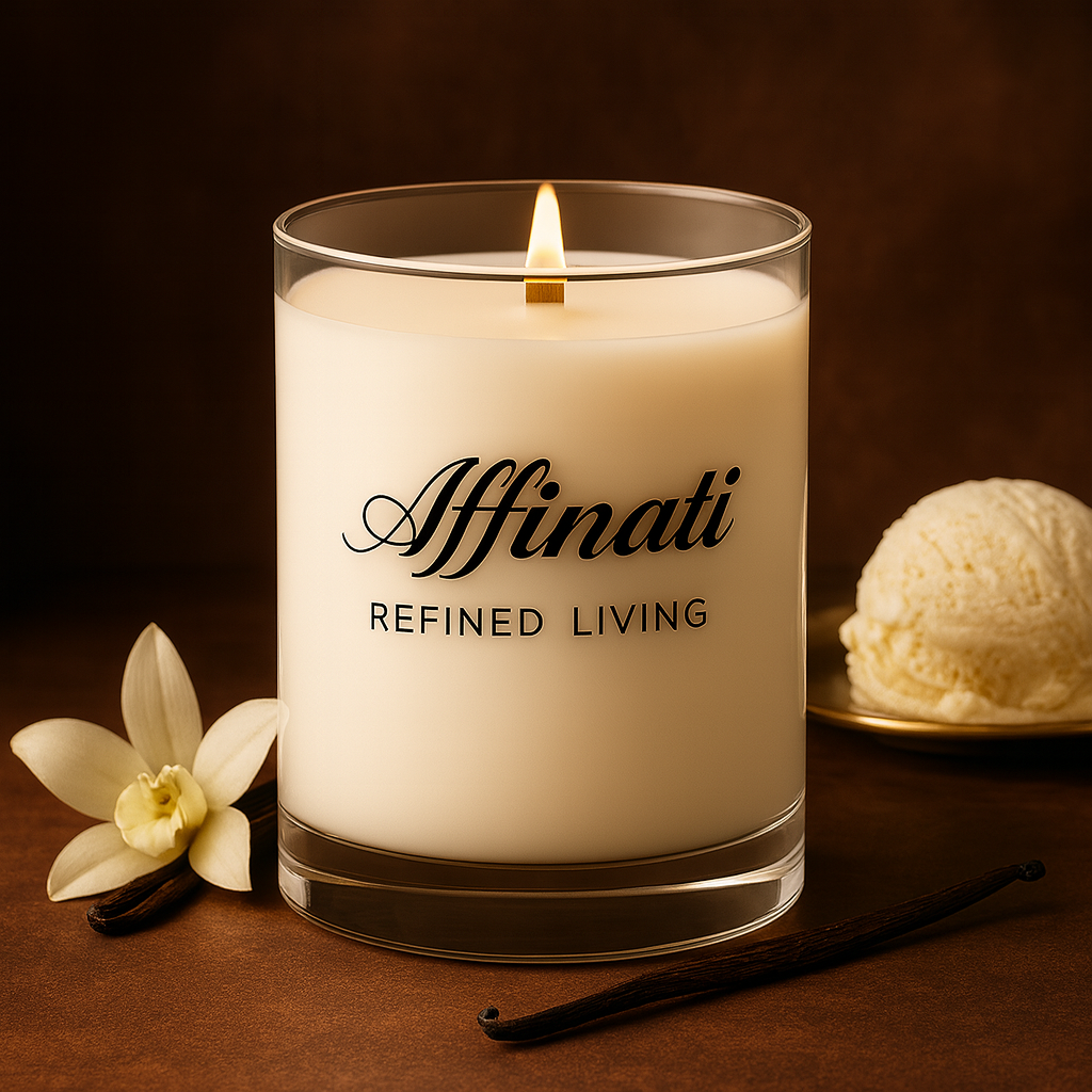 Vanilla Noir Wooden Wick Candle – Luxury 10 oz Soy Blend | Affinati
