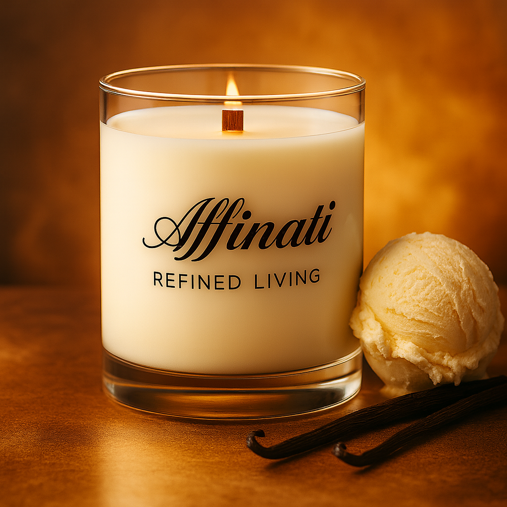 Vanilla Noir Wooden Wick Candle – Luxury 10 oz Soy Blend | Affinati