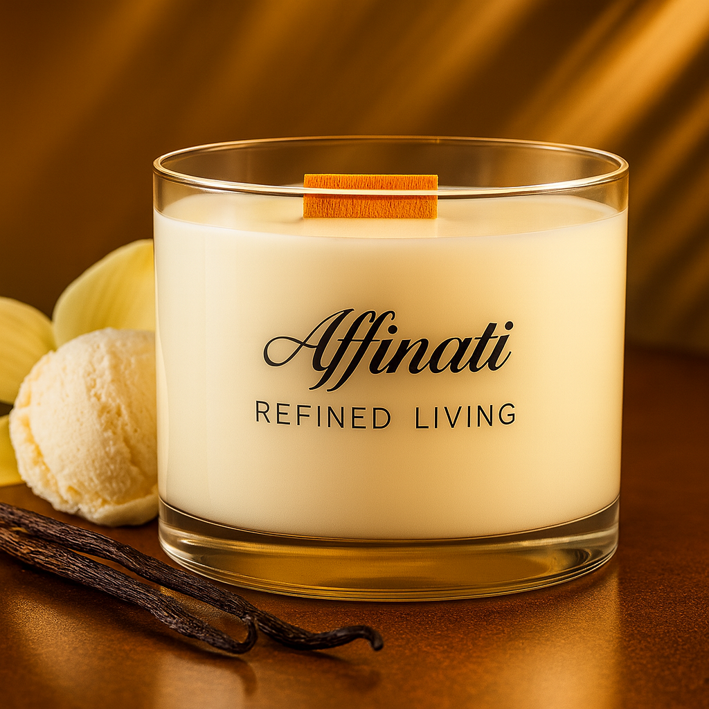 Vanilla Noir Wooden Wick Candle – Luxury 15 oz Soy Blend | Affinati