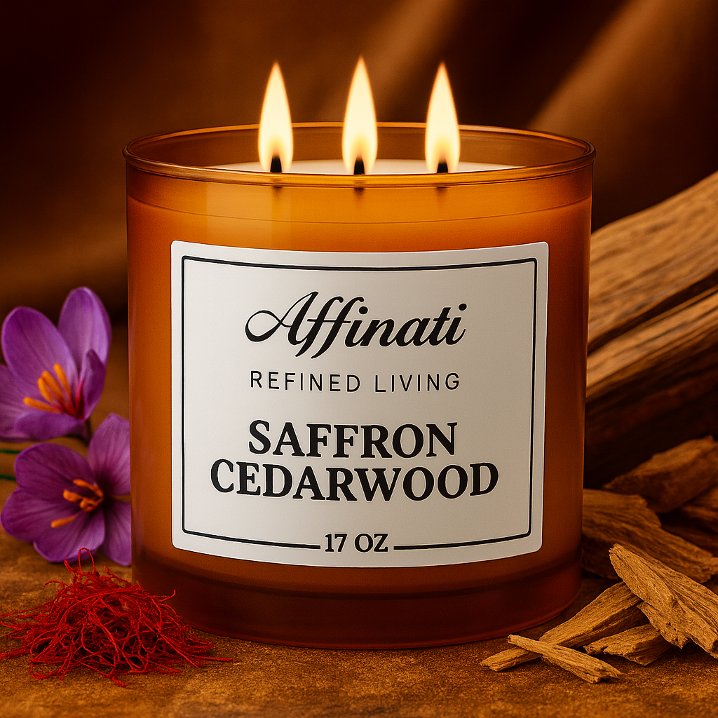 3-Wick Saffron Cedarwood Candle - Affinati
