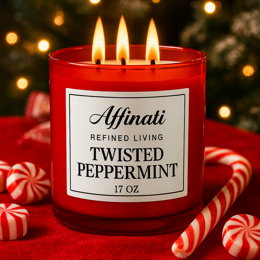 3-Wick Twisted Peppermint Candle - Affinati