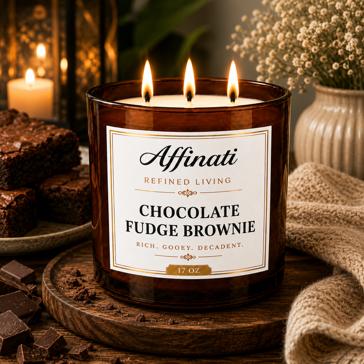 3-Wick Chocolate Fudge Brownie Candle