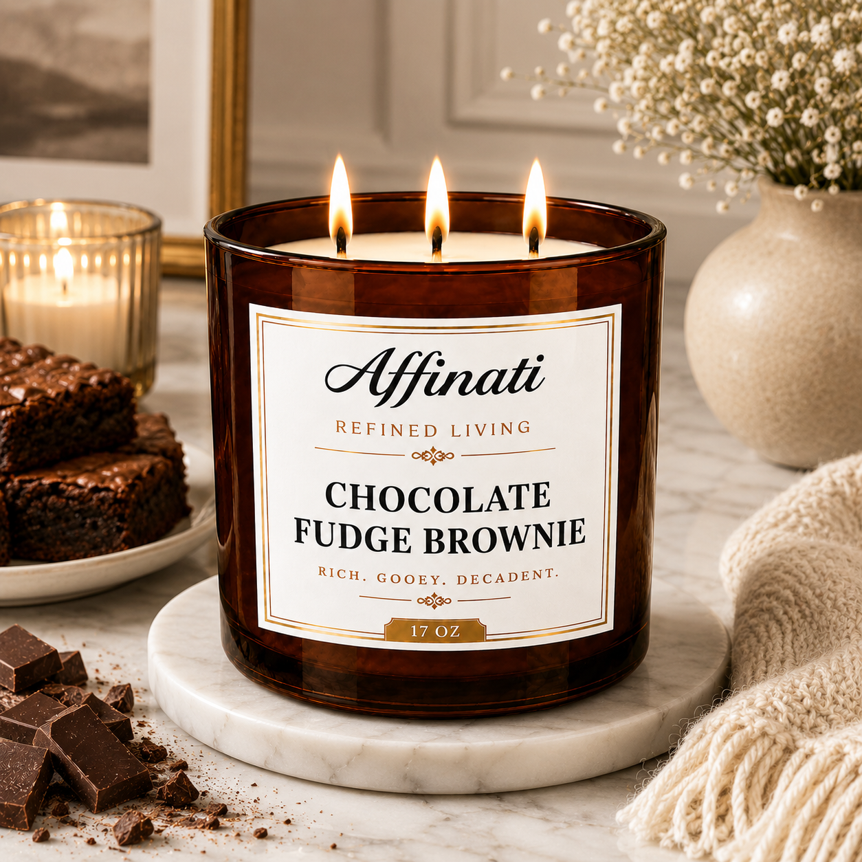 3-Wick Chocolate Fudge Brownie Candle